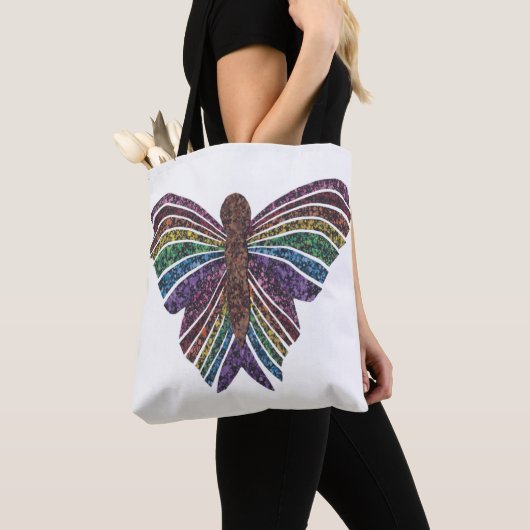 Regenboog Vlinder (wit) - Tote Bag (Dichtbij)