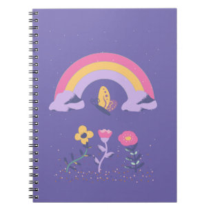 Regenboog Vlinder Wolk Bloemen Notitieboek