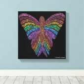 Regenboog Vlinder (zwart) - Canvas Print (Insitu (Houten vloer))