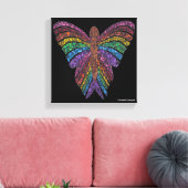 Regenboog Vlinder (zwart) - Canvas Print (Insitu (Woonkamer))