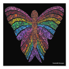 Regenboog Vlinder (zwart) - Foto Print Afdruk