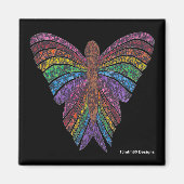 Regenboog Vlinder (zwart) - Magneet (Voorkant)