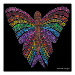 Regenboog Vlinder (zwart) - Poster Print