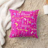 Regenboog vlinders aangepaste naam Willow hete roz Kussen (Deken)