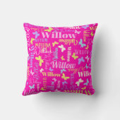Regenboog vlinders aangepaste naam Willow hete roz Kussen (Achterkant)