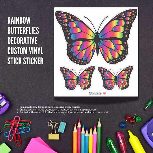 Regenboog Vlinders Decoratieve Custom Vinyl Stick Sticker