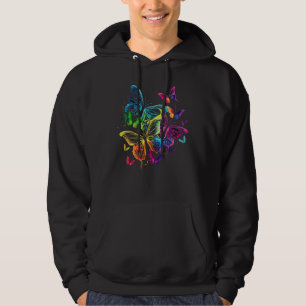 Regenboog Vlinders Grafisch voor Mannen Vrouwen Jo Hoodie
