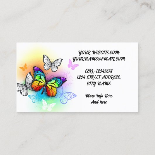 Regenboog Vlinders Morpho en Monarchen Visitekaartje (Achterkant)