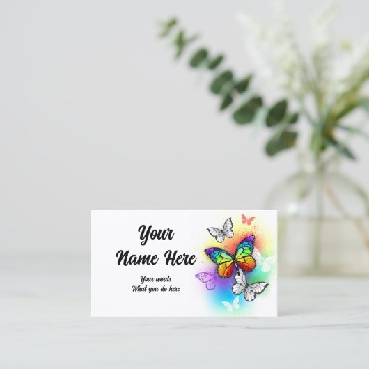 Regenboog Vlinders Morpho en Monarchen Visitekaartje (Staand voorkant)