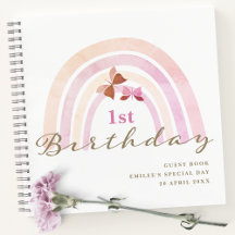 Regenboog Vlinders Pastel Roze Guestbook