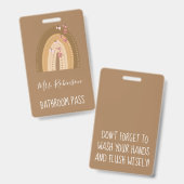 Regenboog Vlinders Script Leerkrachten Badkamer Ga Badge (Voor- en achterkant)