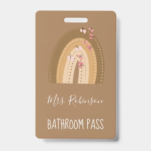 Regenboog Vlinders Script Leraren Badkamer Hal Badge (Voorzijde)