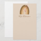 Regenboog Vlinders Script Leraren Naam Briefpapier (Voorkant / Achterkant)