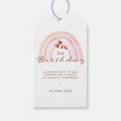 Regenboog Vlinders Verjaardag Pastel Roze Dank u Cadeaulabel (Voorkant)