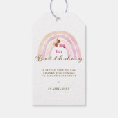 Regenboog Vlinders Verjaardag Pastel Roze Dank u Cadeaulabel (Achterkant)