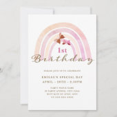 Regenboog Vlinders Verjaardagsfeestje Pastel Pinks Kaart (Voorkant)