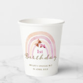 Regenboog Vlinders Verjaardagsfeestje Pastel Pinks Papieren Bekers (Voorkant)