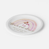 Regenboog Vlinders Verjaardagsfeestje Pastel Pinks Papieren Bordje (Gekanteld)