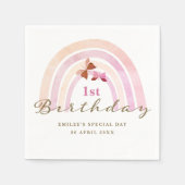 Regenboog Vlinders Verjaardagsfeestje Pastel Pinks Servet (Voorkant)