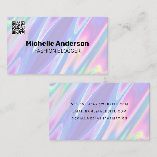 Regenboog vloeibare achtergrond | QR-code Visitekaartje (Voorkant / Achterkant)
