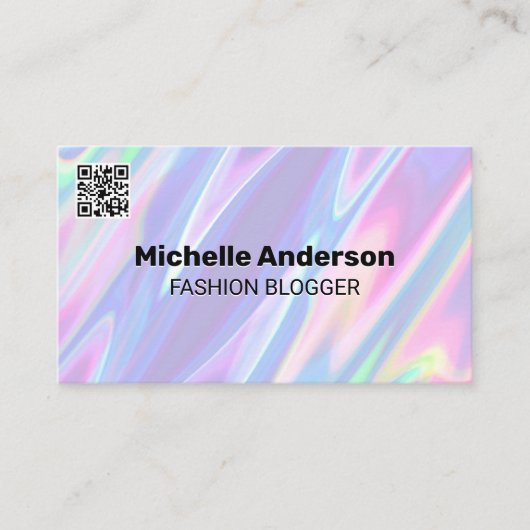 Regenboog vloeibare achtergrond | QR-code Visitekaartje (Voorkant)