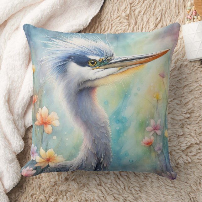 Regenboog Vogels Blauwe Heron 1 Kussen (Deken)