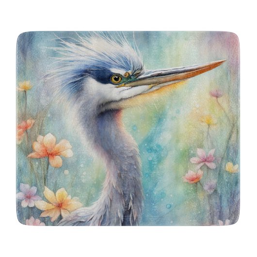 Regenboog Vogels Blauwe Heron 1 Snijplank (Voorkant)