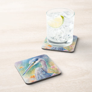 Regenboog Vogels Blauwe Heron 2 Bier Onderzetter