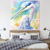 Regenboog Vogels Blauwe Heron 2 Canvas Afdruk (Insitu (Slaapkamer))