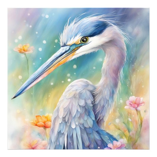 Regenboog Vogels Blauwe Heron 2 Foto Afdruk (Voorkant)