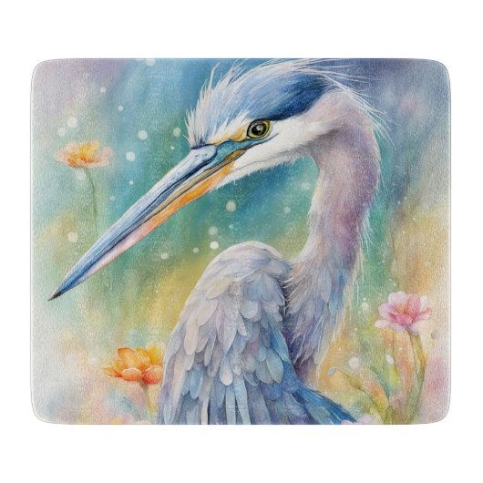 Regenboog Vogels Blauwe Heron 2 Snijplank (Voorkant)