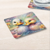Regenboog Vogels Eend 1 Kartonnen Onderzetters (Schuin)