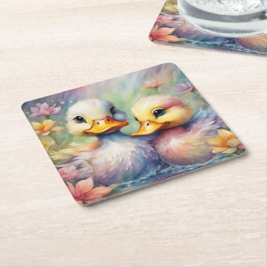 Regenboog Vogels Eend 1 Kartonnen Onderzetters (Schuin)