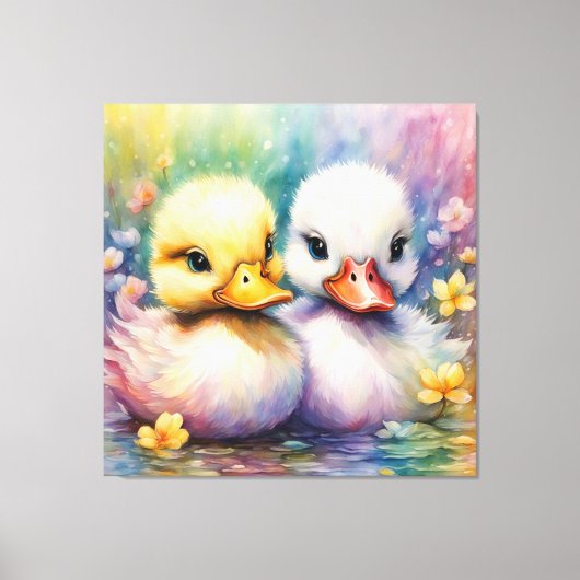 Regenboog Vogels Eend 2 Canvas Afdruk (Voorkant)