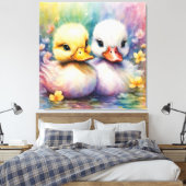 Regenboog Vogels Eend 2 Canvas Afdruk (Insitu (Slaapkamer))