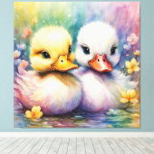 Regenboog Vogels Eend 2 Canvas Afdruk (Insitu (Houten vloer))