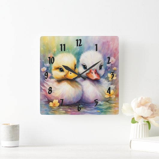 Regenboog Vogels Eend 2 Vierkante Klok (Huis)