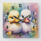 Regenboog Vogels Eend 2 Vierkante Klok (Voorkant)