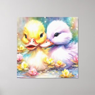 Regenboog Vogels Eend 4 Canvas Afdruk