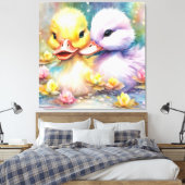 Regenboog Vogels Eend 4 Canvas Afdruk (Insitu (Slaapkamer))