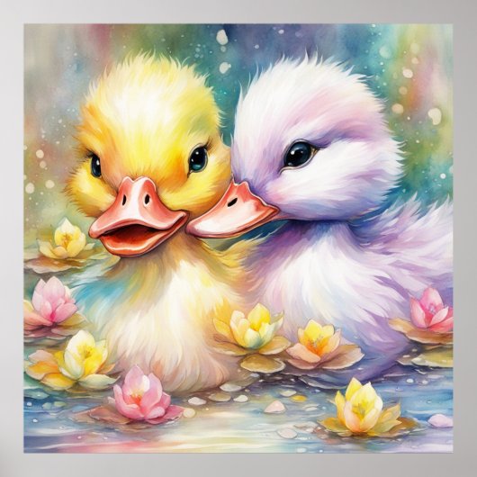 Regenboog Vogels Eend 4 Poster (Voorkant)
