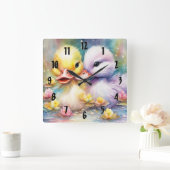 Regenboog Vogels Eend 4 Vierkante Klok (Huis)