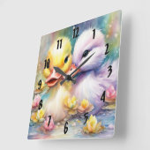 Regenboog Vogels Eend 4 Vierkante Klok (Hoek)