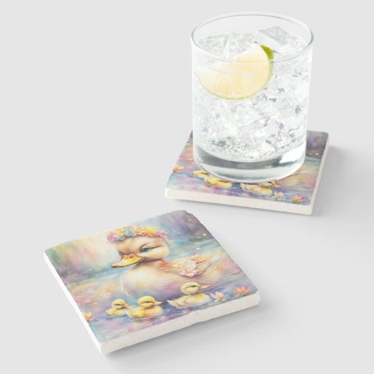 Regenboog Vogels Eend 5 Stenen Onderzetter (Zijkant)