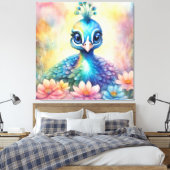 Regenboog Vogels Peacock 1 Canvas Afdruk (Insitu (Slaapkamer))