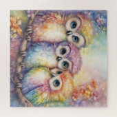 Regenboog Vogels Uilen 1 Legpuzzel (Horizontaal)