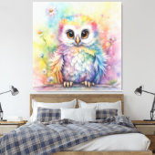 Regenboog Vogels Uilen 2 Canvas Afdruk (Insitu (Slaapkamer))