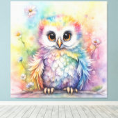 Regenboog Vogels Uilen 2 Canvas Afdruk (Insitu (Houten vloer))