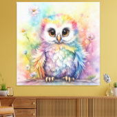 Regenboog Vogels Uilen 2 Canvas Afdruk (Insitu (Woonkamer))