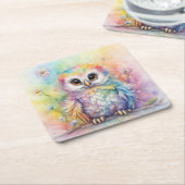 Regenboog Vogels Uilen 2 Kartonnen Onderzetters (Schuin)